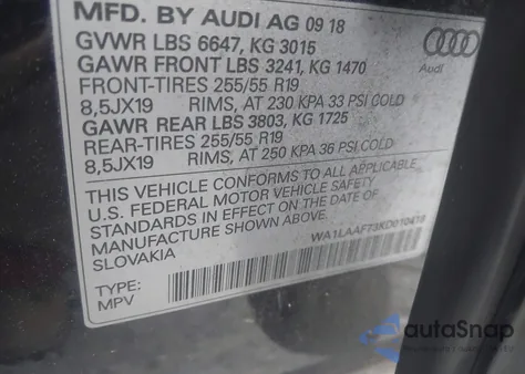 2019 Audi Q7 55 Premium from USA, damaged, VIN WA1LAAF73KD010418